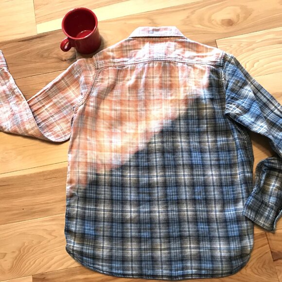 Upcycled Bleached Plaid Shirt, Women’s Size 12: Distressed Button Down, Western - Picture 10 of 10